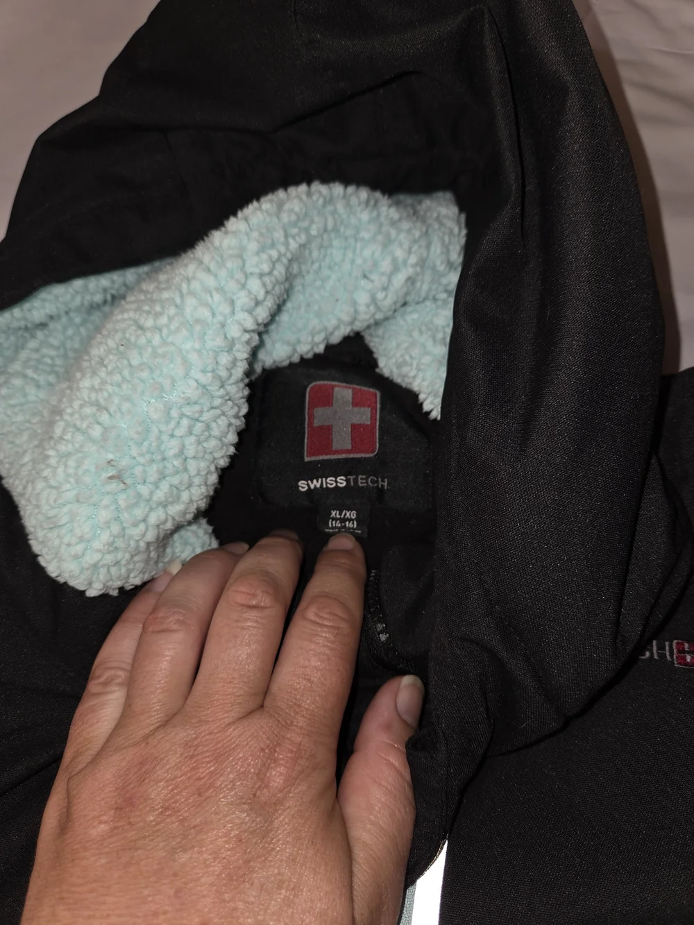 Swiss Tech Black Jacket with Light Blue Lining